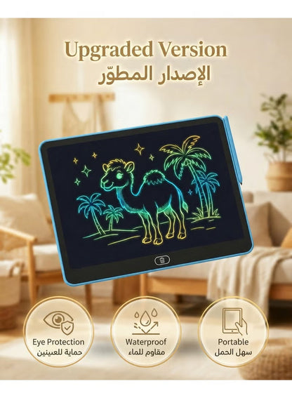 تابلت كتابة LCD مقاس 11 بوصة للأطفال والطلاب - لوحة رسم للاطفال بشاشة ملونة كبيرة - لوحة خربشة لحماية العين للأطفال الصغار - كراسة رسم إلكترونية قابلة للمسح، لعبة سفر مقاومة للماء ومحمولة (مثالية للمنزل والمدرسة والمكتب) - أزرق وأبيض